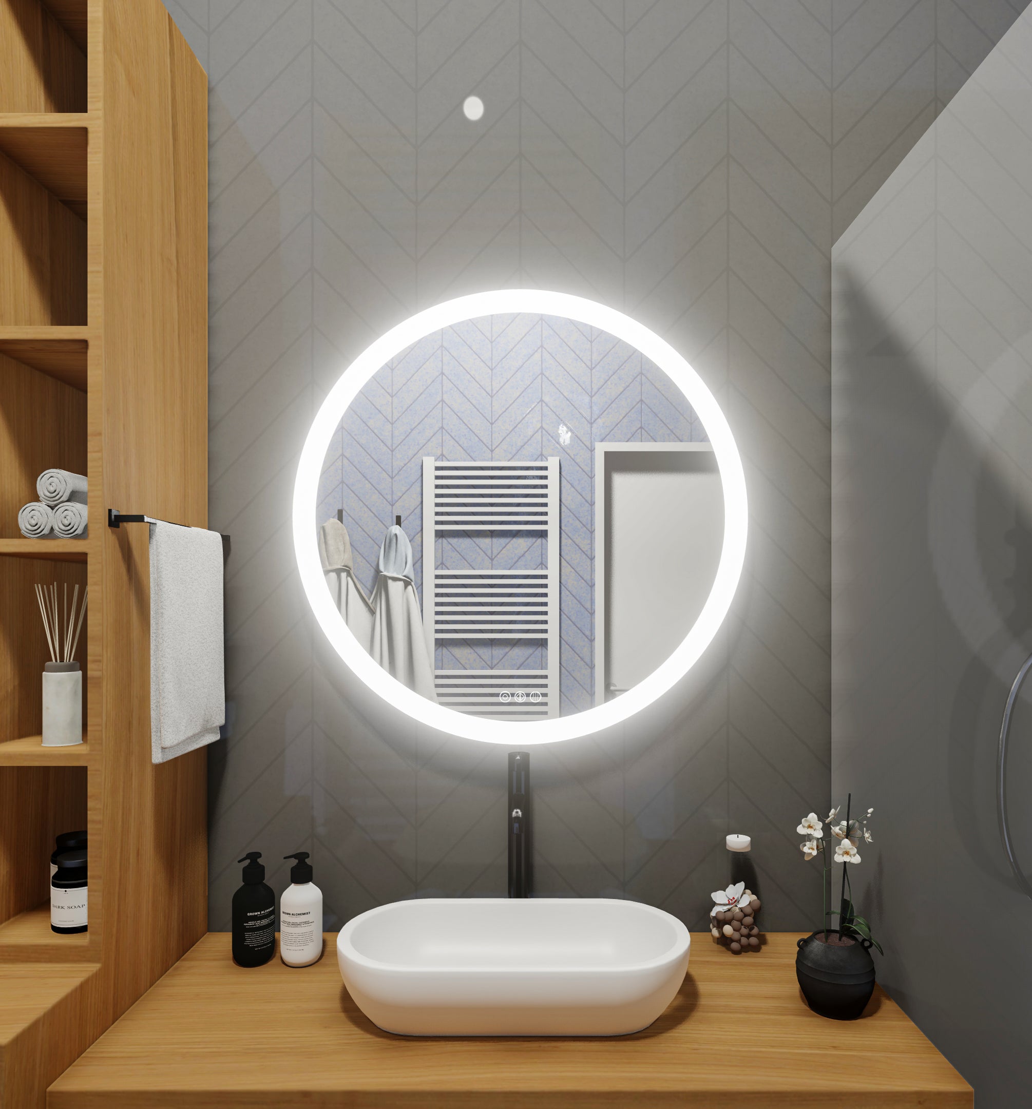 Side-Lighted LED Bathroom Vanity Mirror: 36 x 36 - Round